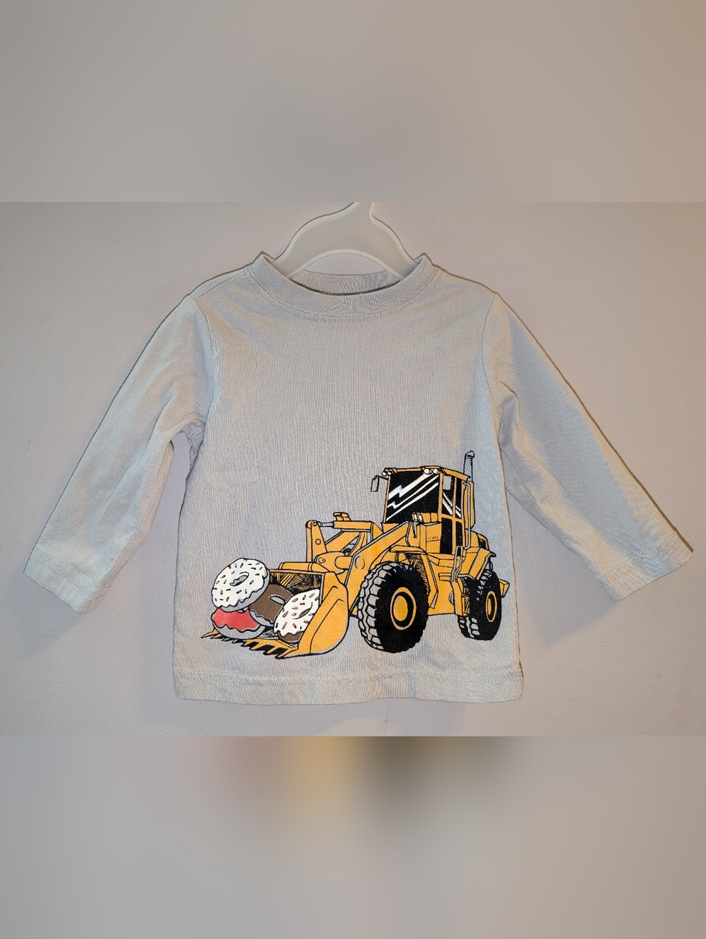 Gymboree Gray Long-Sleeve Construction Donuts Graphic Shirt - Yellow Loader 6-12